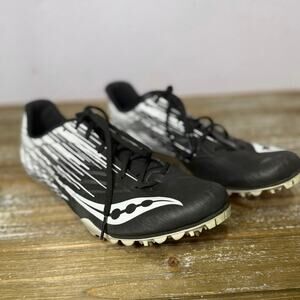 Saucony Track Spikes Men’s 9.5 Black White Sprint Racing Athletic Shoes